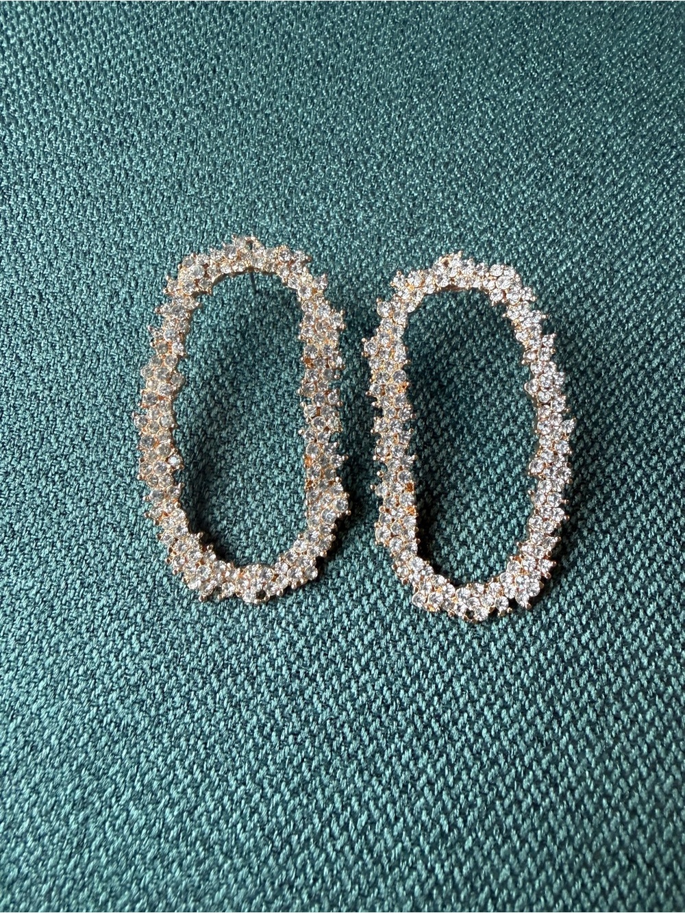 Crystal Oval Hoop Earrings - Gold Tone